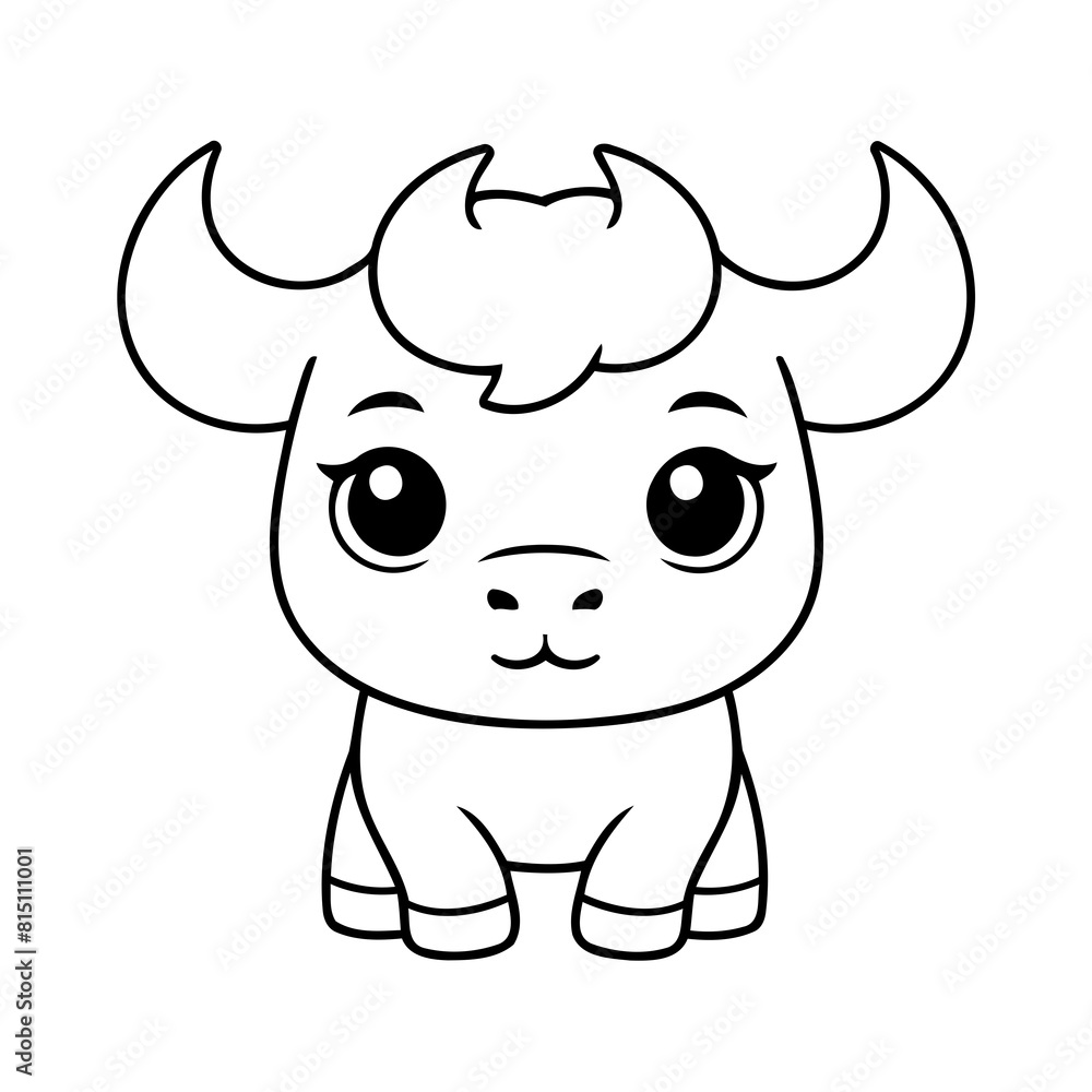 Vector illustration of a cute Bull doodle for toddlers coloring activity Vector illustration of a cute Bull doodle for toddlers coloring activity