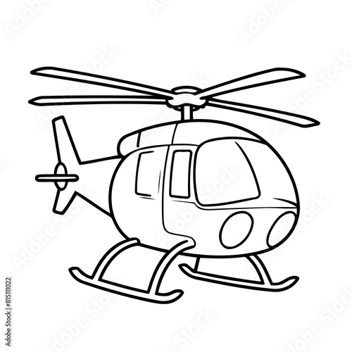 Vector illustration of a cute helicopter doodle for kids colouring page
