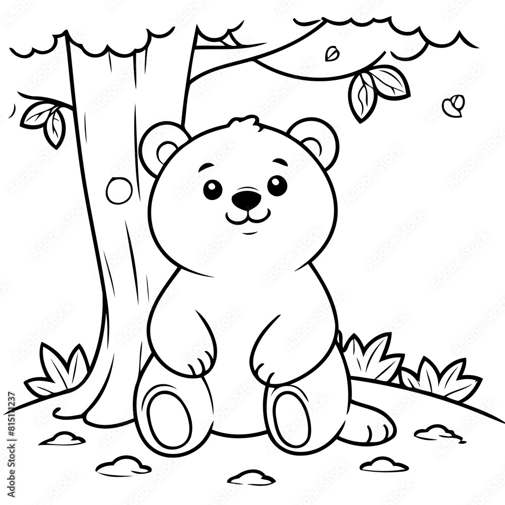 Cute vector illustration Bear hand drawn for kids page Cute vector illustration Bear hand drawn for kids page