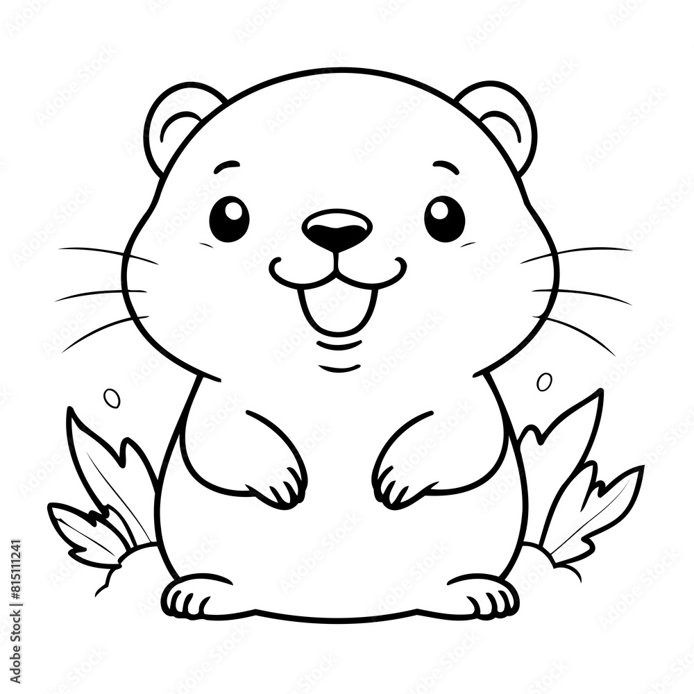 Vector illustration of a cute beaver doodle for kids coloring worksheet Vector illustration of a cute beaver doodle for kids coloring worksheet