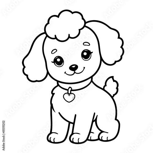 Simple vector illustration of poodle doodle for toddlers worksheet