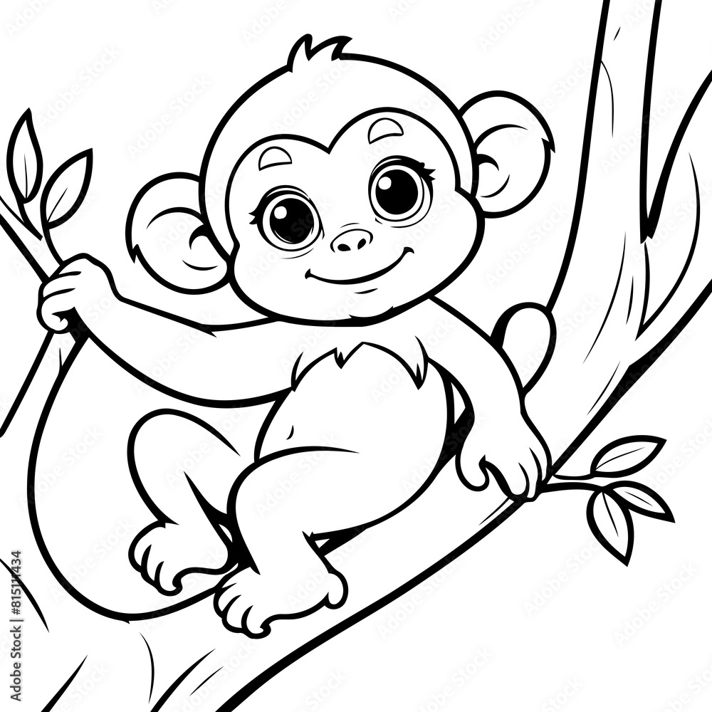 Vector illustration of a cute Monkey doodle for kids coloring worksheet Vector illustration of a cute Monkey doodle for kids coloring worksheet