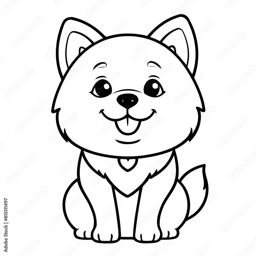 Naklejka premium Vector illustration of a cute Husky drawing for kids colouring activity