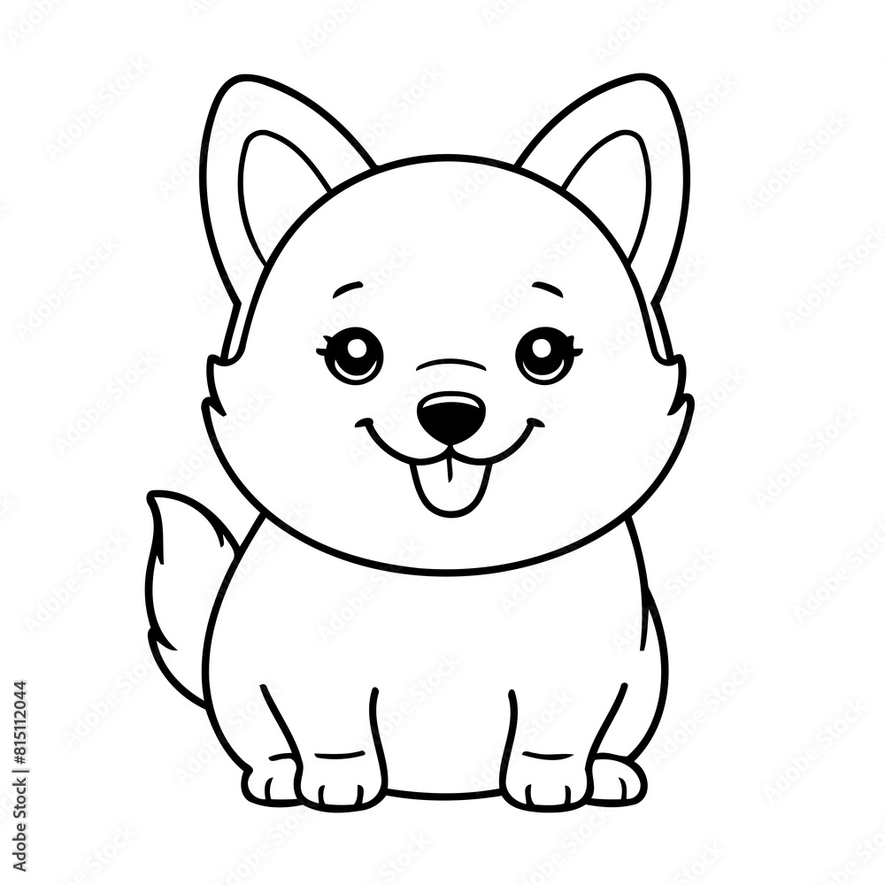 Simple vector illustration of Corgi drawing for kids colouring page Simple vector illustration of Corgi drawing for kids colouring page