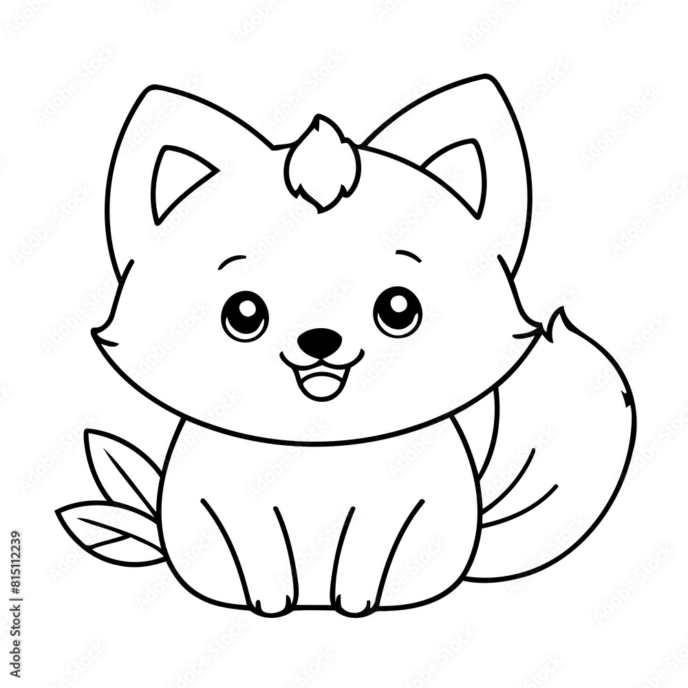Naklejka premium Vector illustration of a cute Fox drawing for toddlers coloring activity