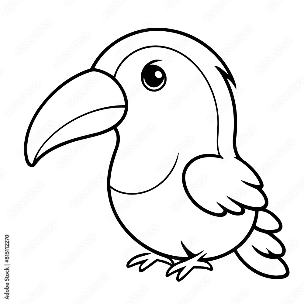 Obraz premium Cute vector illustration Toucan drawing colouring activity