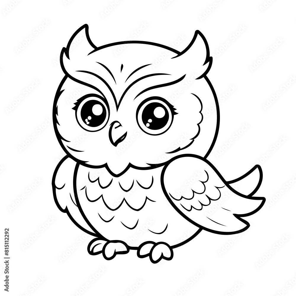 Vector illustration of a cute owl drawing for toddlers colouring page Vector illustration of a cute owl drawing for toddlers colouring page