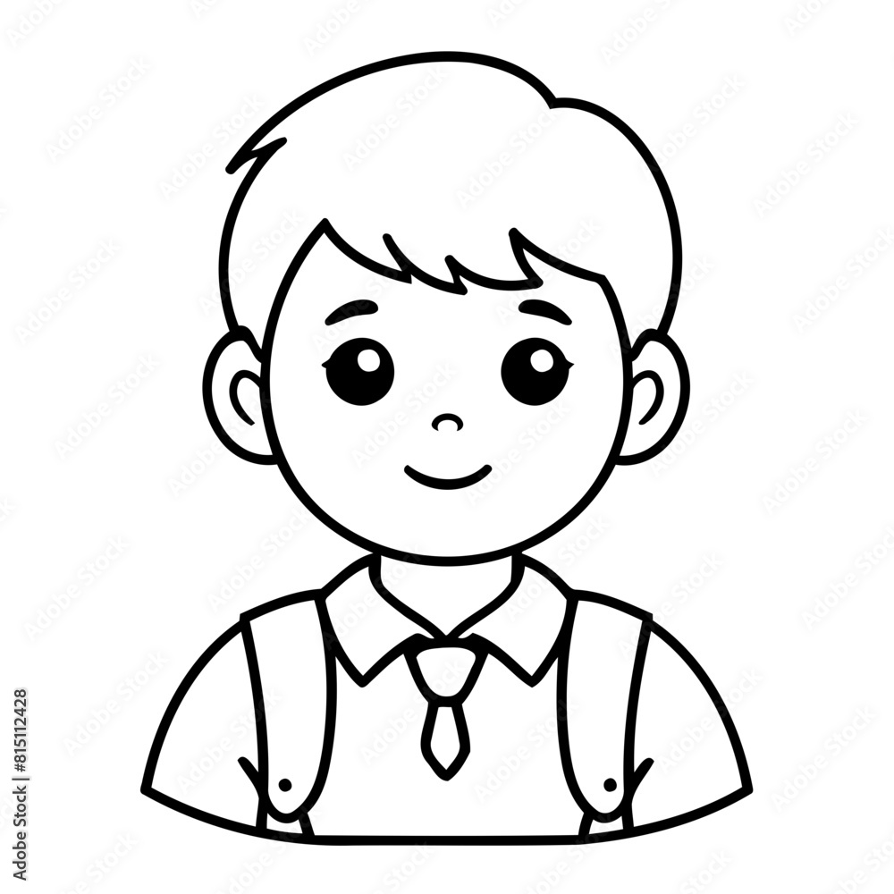 Cute vector illustration School doodle black and white for kids page Cute vector illustration School doodle black and white for kids page