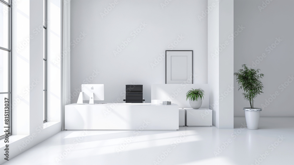 Minimalist office space with open layout Minimalist office space with open layout