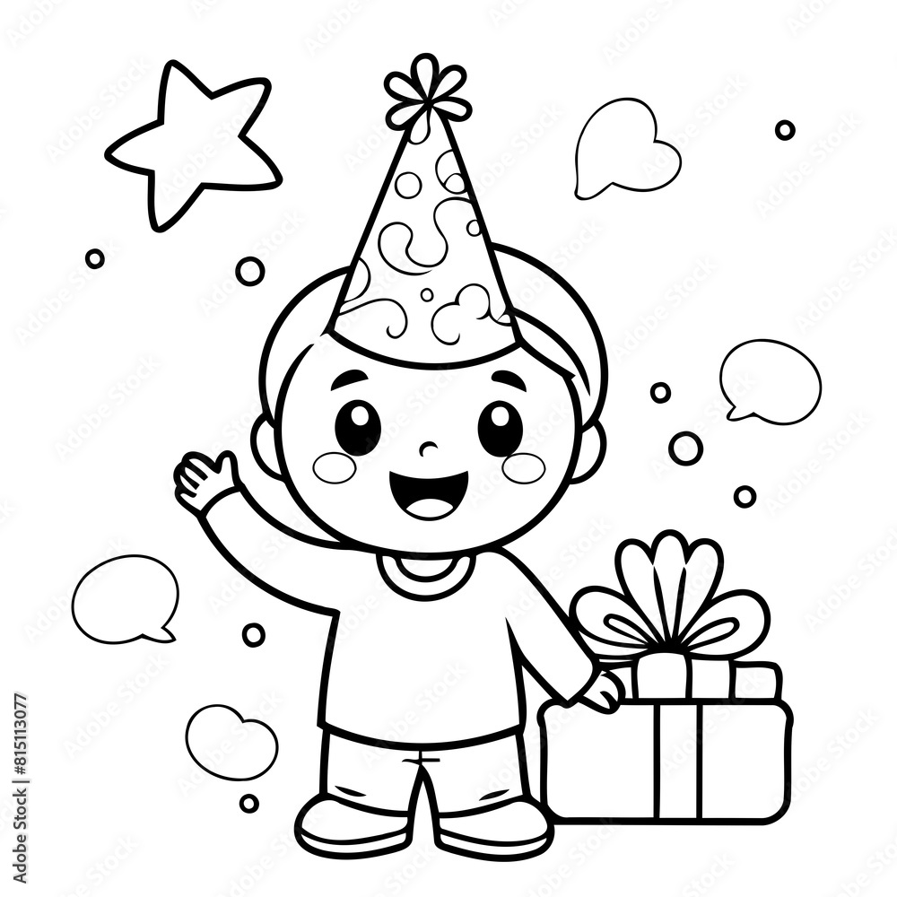 Simple vector illustration of Boy outline for colouring page Simple vector illustration of Boy outline for colouring page