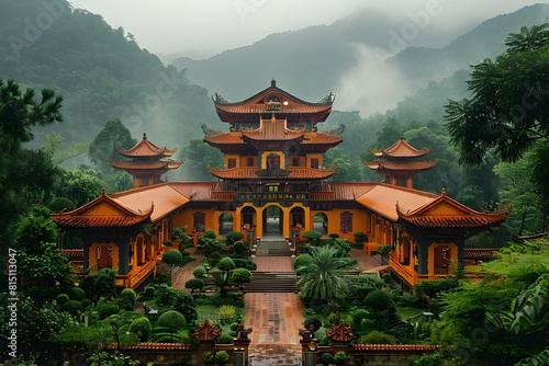 Lent Day at a Secluded Buddhist Monastery Surrounded by Lush Greenery photo