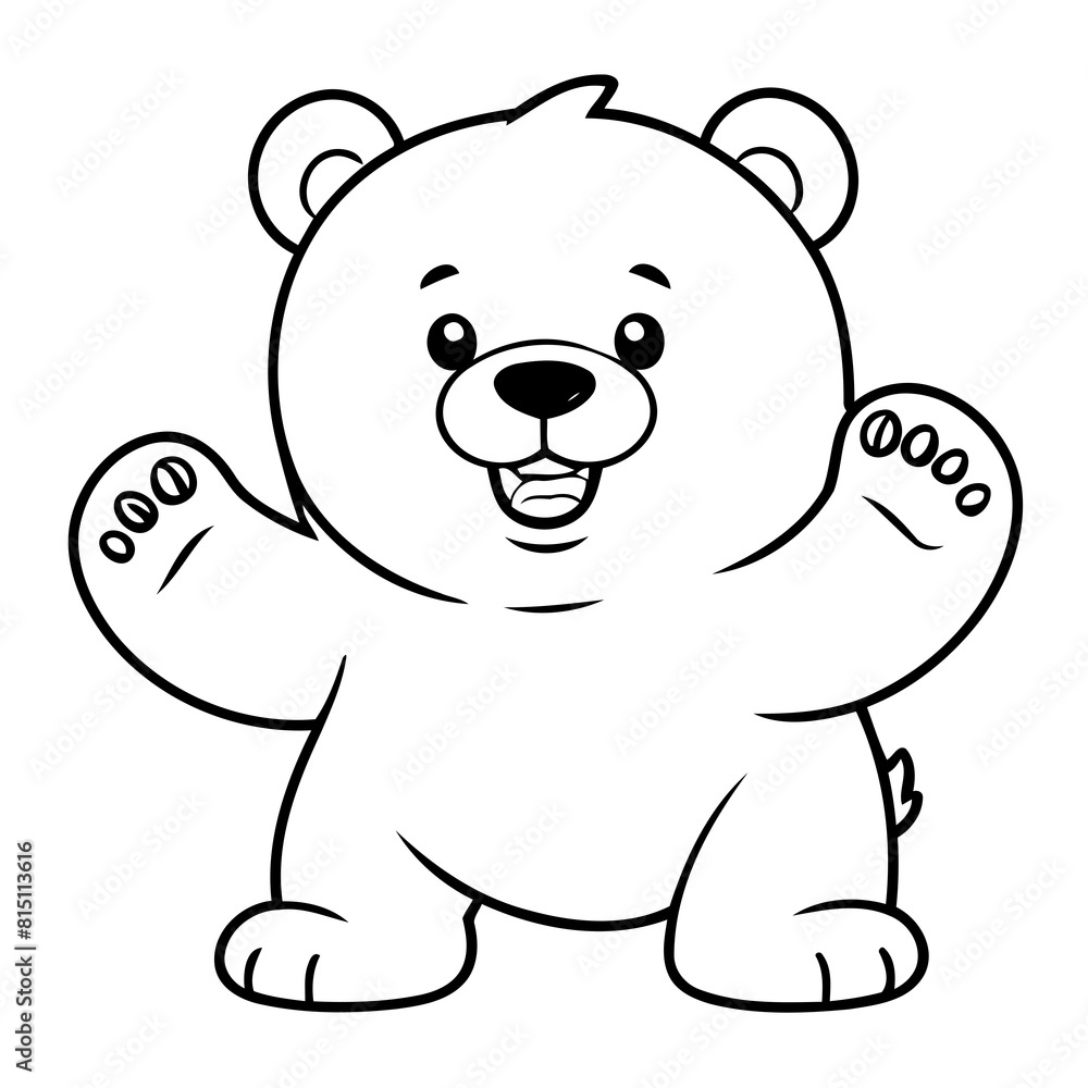 Obraz premium Simple vector illustration of Polarbear drawing for toddlers coloring activity