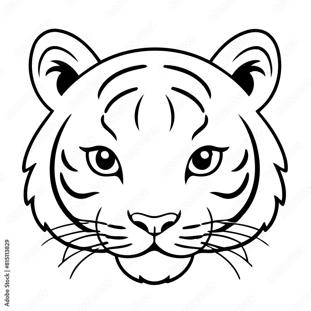 Fototapeta premium Cute vector illustration Tiger doodle for kids colouring page