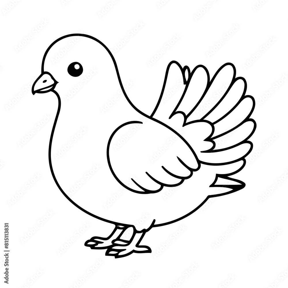 Simple vector illustration of pigeon doodle for toddlers worksheet Simple vector illustration of pigeon doodle for toddlers worksheet