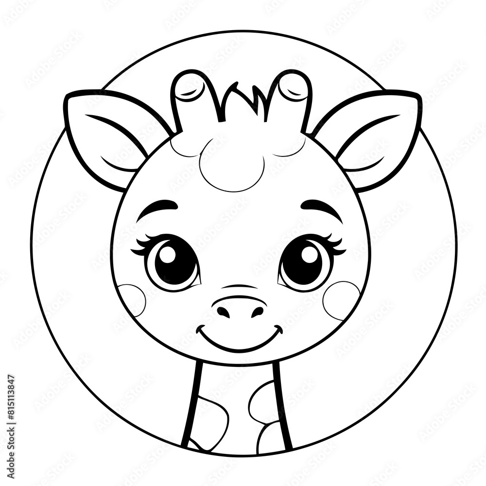 Vector illustration of a cute Giraffe drawing for kids colouring activity Vector illustration of a cute Giraffe drawing for kids colouring activity