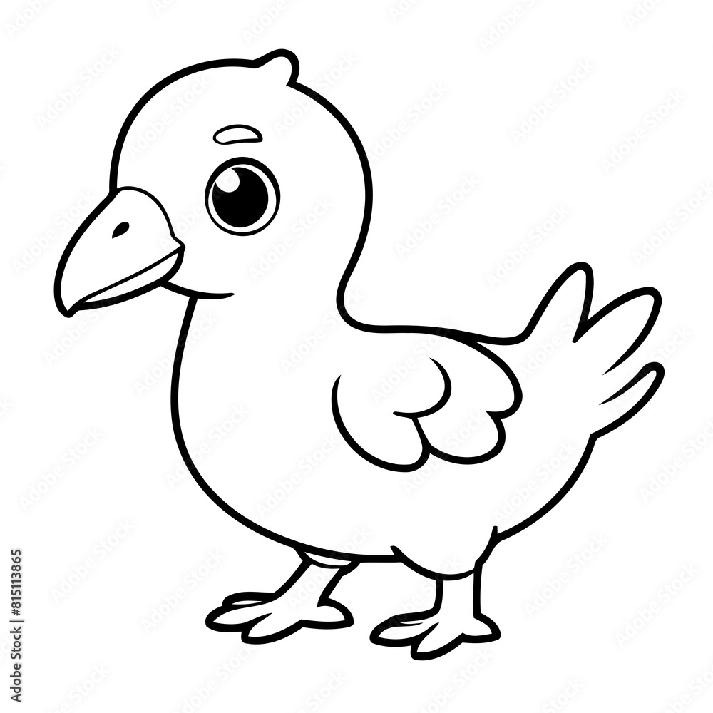 Simple vector illustration of Dodo drawing for kids colouring page Simple vector illustration of Dodo drawing for kids colouring page