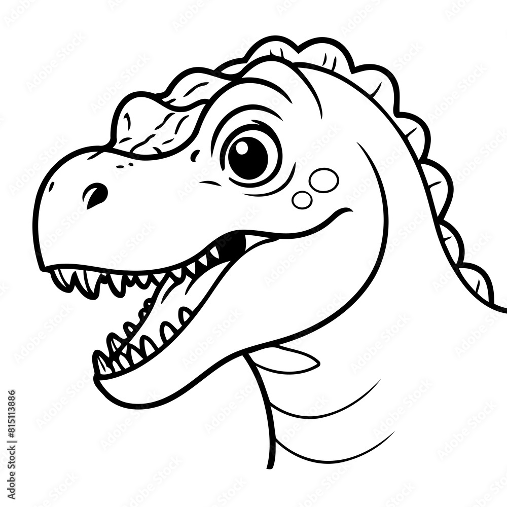 Vector illustration of a cute TRex drawing for children page Vector illustration of a cute TRex drawing for children page