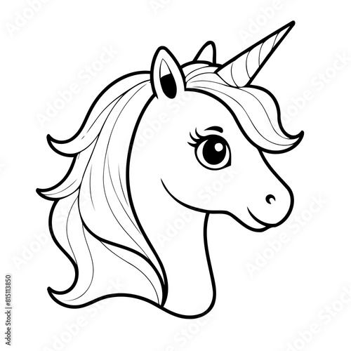 Simple vector illustration of Unicorn doodle for toddlers worksheet