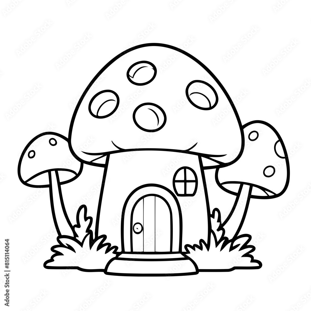 Simple vector illustration of mushroom for children colouring activity Simple vector illustration of mushroom for children colouring activity