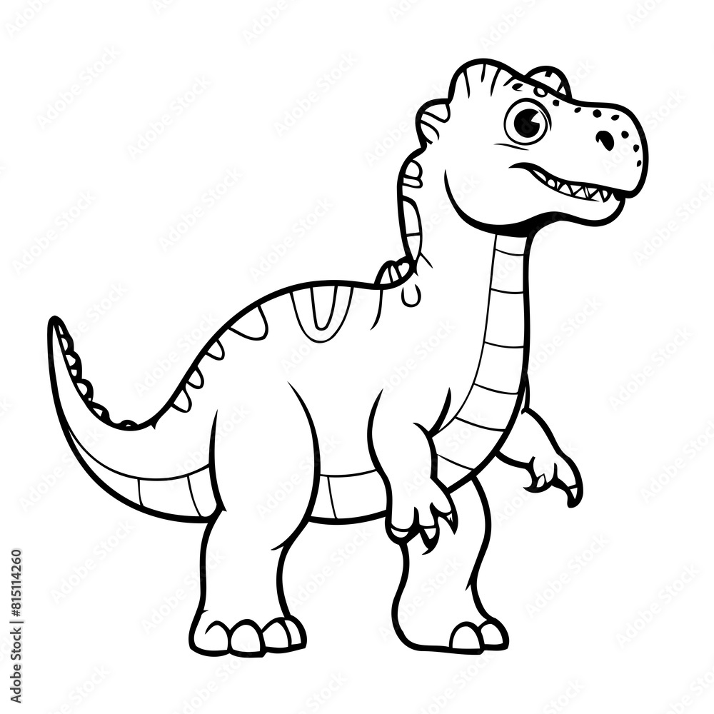 Cute vector illustration Dino doodle colouring activity for kids Cute vector illustration Dino doodle colouring activity for kids