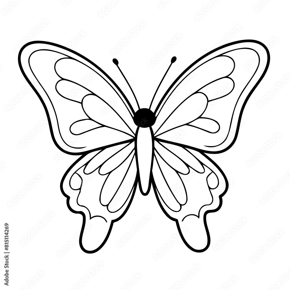 Vector illustration of a cute Butterfly doodle for toddlers colouring page Vector illustration of a cute Butterfly doodle for toddlers colouring page