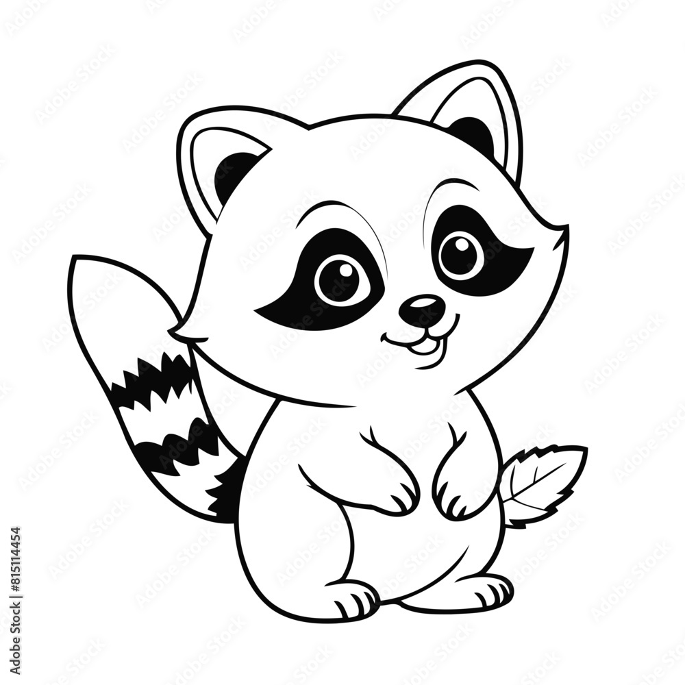 Cute vector illustration raccoon drawing for toddlers colouring page Cute vector illustration raccoon drawing for toddlers colouring page