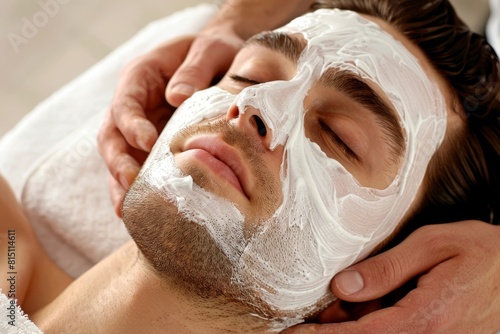 Man Receiving Facial Treatment in Professional Salon