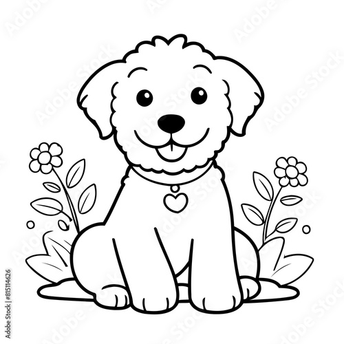 Cute vector illustration Labradoodle doodle for kids coloring worksheet