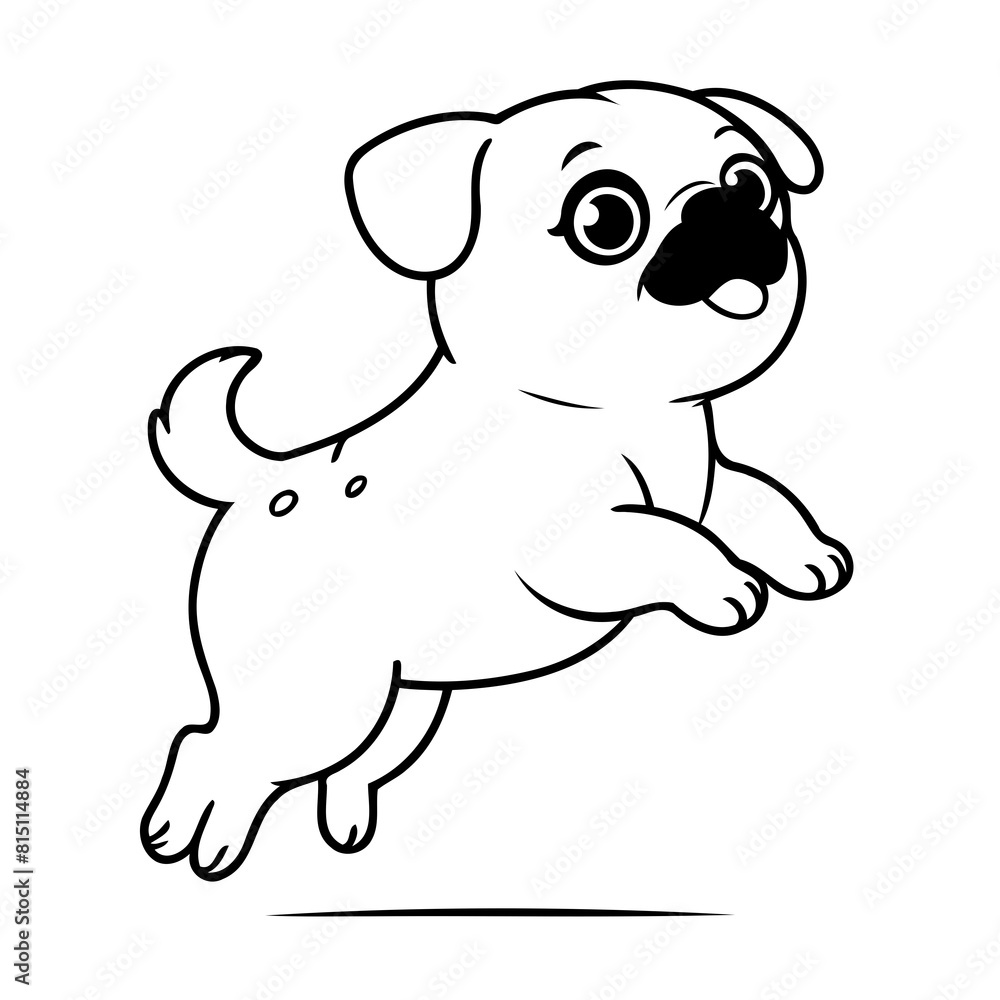 Simple vector illustration of Pug drawing for children page Simple vector illustration of Pug drawing for children page