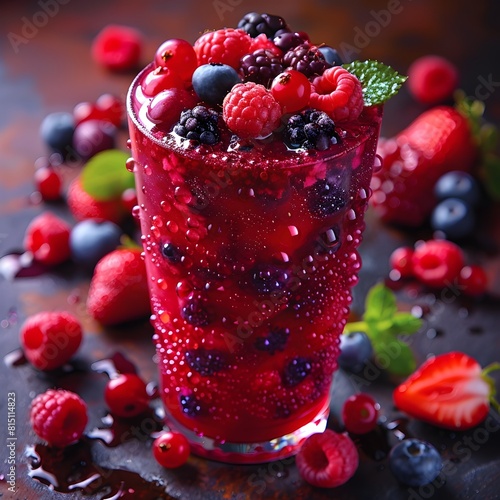 Mixed Berry Juice Glass A Refreshing Blend of Fresh Antioxidants photo