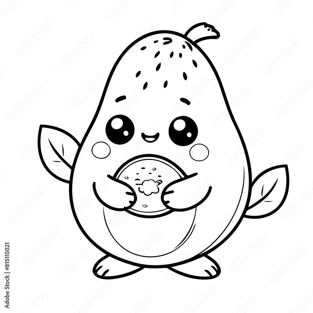 Vector illustration of a cute Avacado doodle for toddlers coloring activity Vector illustration of a cute Avacado doodle for toddlers coloring activity