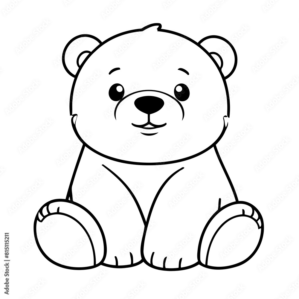 Fototapeta premium Simple vector illustration of PolarBear for kids colouring worksheet