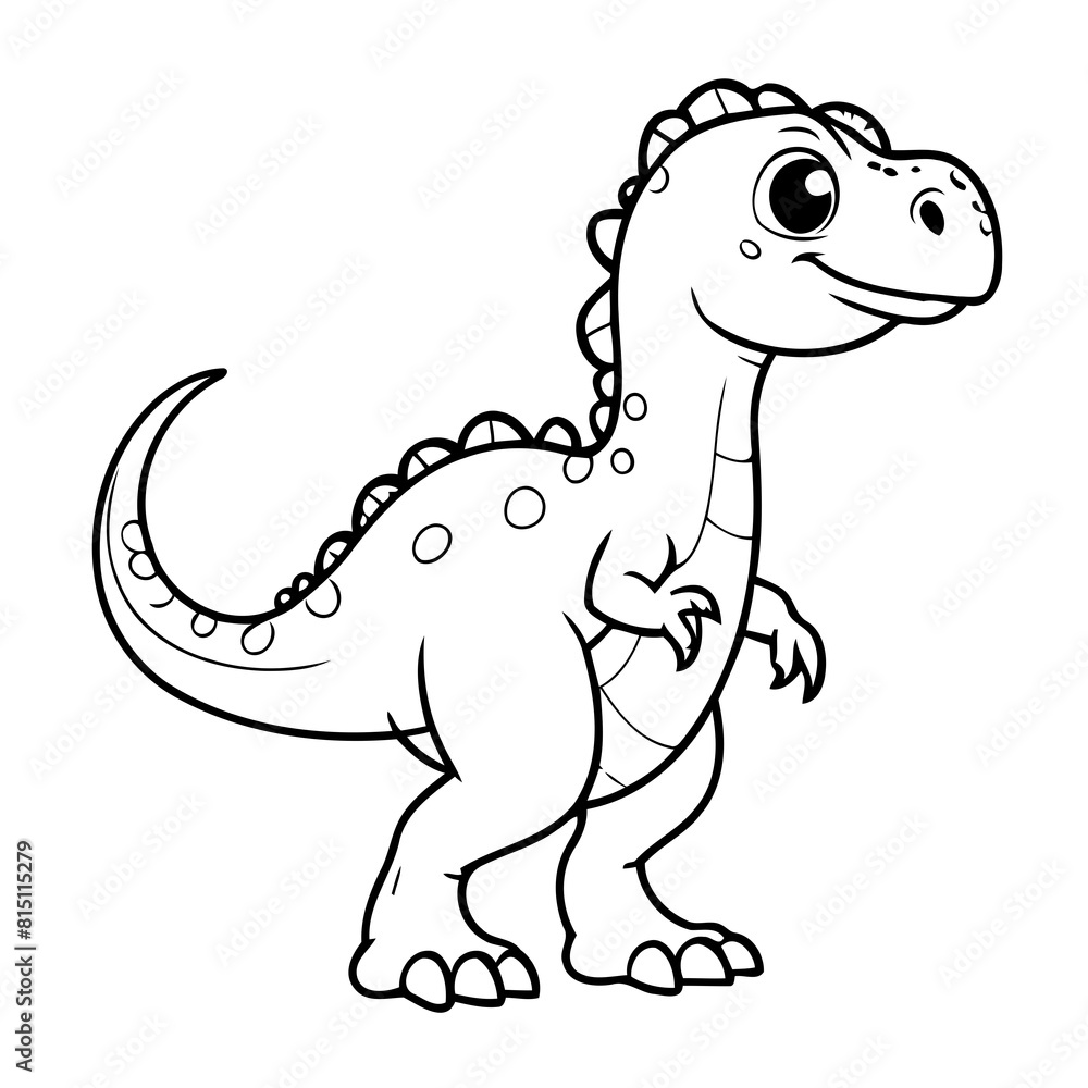 Fototapeta premium Cute vector illustration Dino doodle black and white for kids page