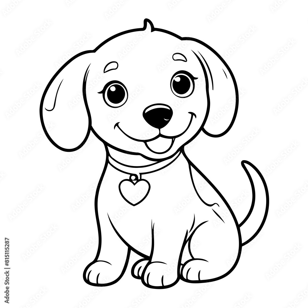 Cute vector illustration Dachshund drawing colouring activity Cute vector illustration Dachshund drawing colouring activity