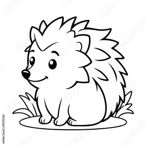 Vector illustration of a cute hedgehog doodle for toddlers colouring page