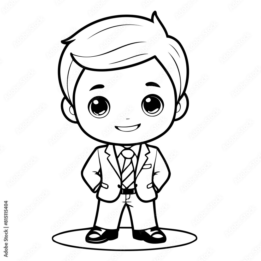 Vector illustration of a cute Businessman drawing for toddlers colouring page Vector illustration of a cute Businessman drawing for toddlers colouring page