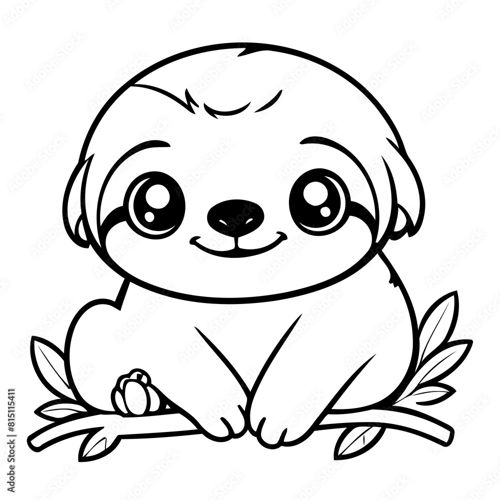 Cute vector illustration Sloth drawing colouring activity Cute vector illustration Sloth drawing colouring activity