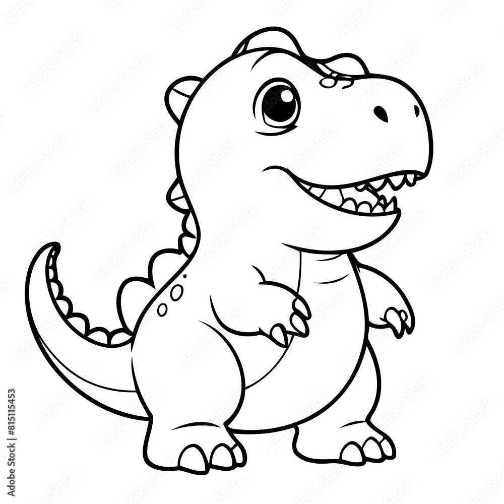 Cute vector illustration TRex hand drawn for kids coloring page Cute vector illustration TRex hand drawn for kids coloring page