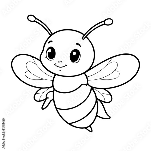 Vector illustration of a cute bee doodle for toddlers worksheet © meastudios