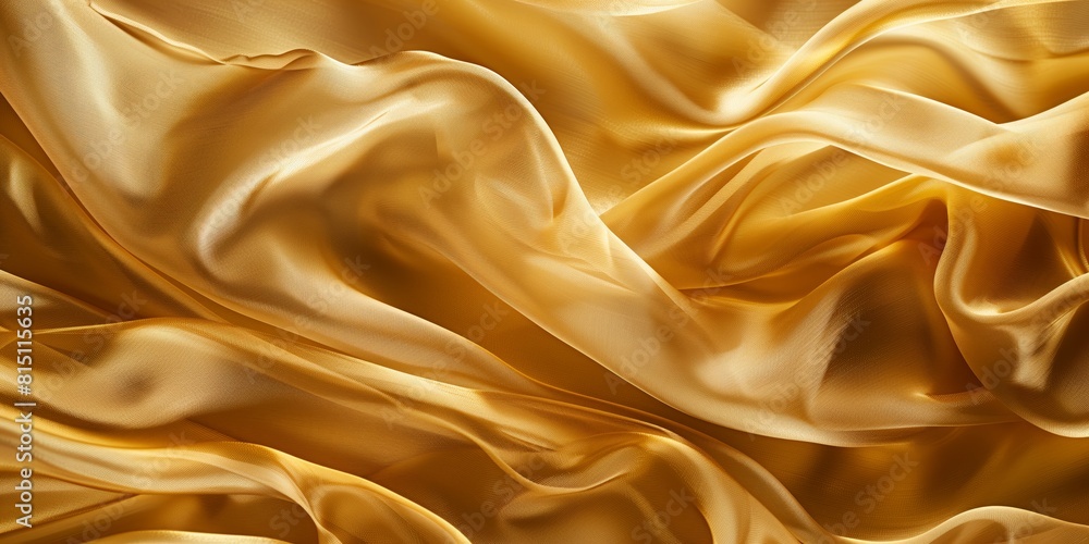 Closeup of the golden ribbon texture undulating smoothly, ideal for luxury design, elegant backgrounds, and fashion textiles. Closeup of the golden ribbon texture undulating smoothly, ideal for luxury design, elegant backgrounds, and fashion textiles.