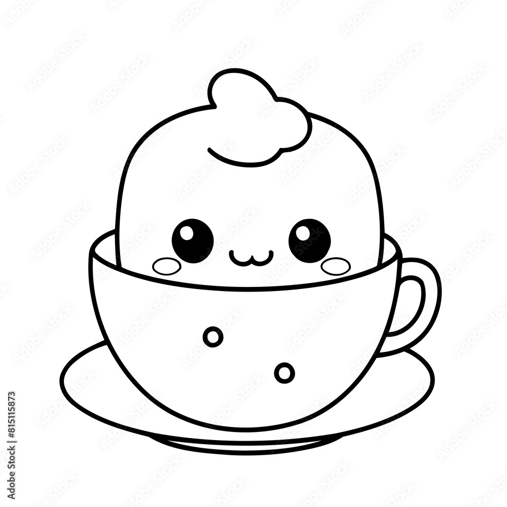 Vector illustration of a cute Teacup doodle for toddlers worksheet Vector illustration of a cute Teacup doodle for toddlers worksheet