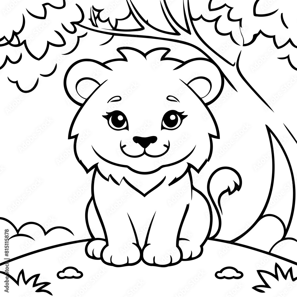 Vector illustration of a cute Lion drawing for children page Vector illustration of a cute Lion drawing for children page
