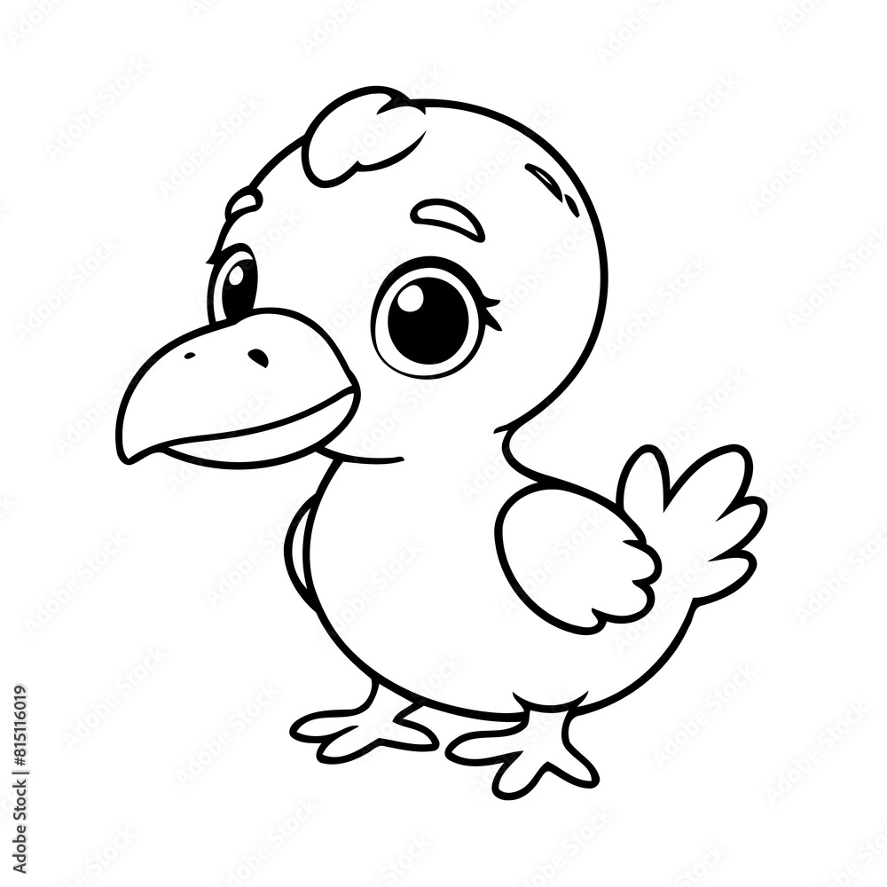 Fototapeta premium Vector illustration of a cute Dodo doodle colouring activity for kids