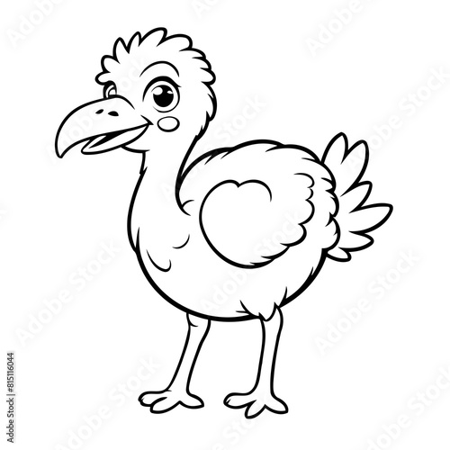 Cute vector illustration ostrich drawing for kids page photo