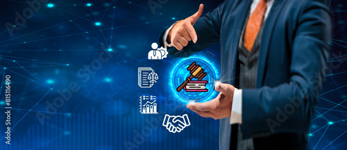 Cuadro en lienzo The AI ethic concept emphasizes compliance and regulation, enforcing laws, regul