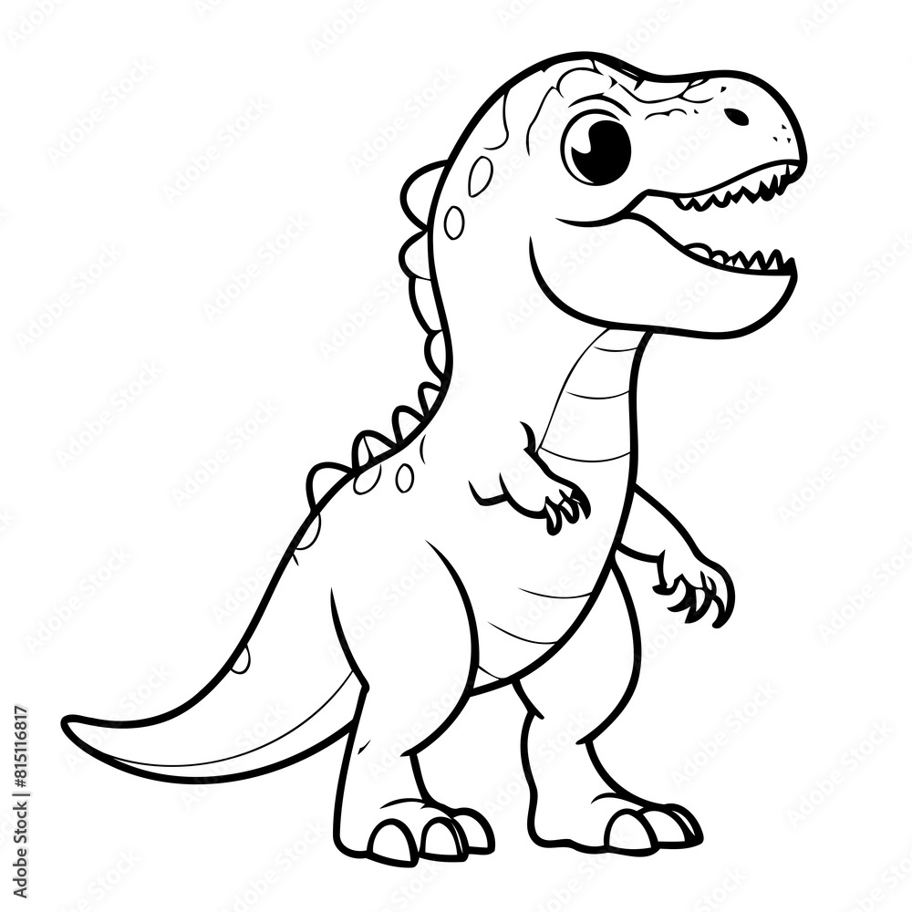 Vector illustration of a cute TRex drawing for children page Vector illustration of a cute TRex drawing for children page