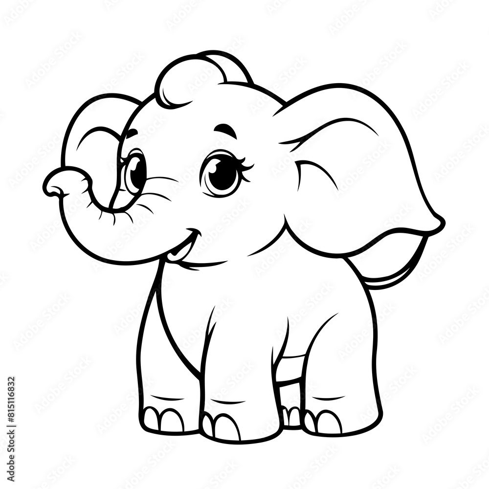 Fototapeta premium Cute vector illustration elephant hand drawn for toddlers