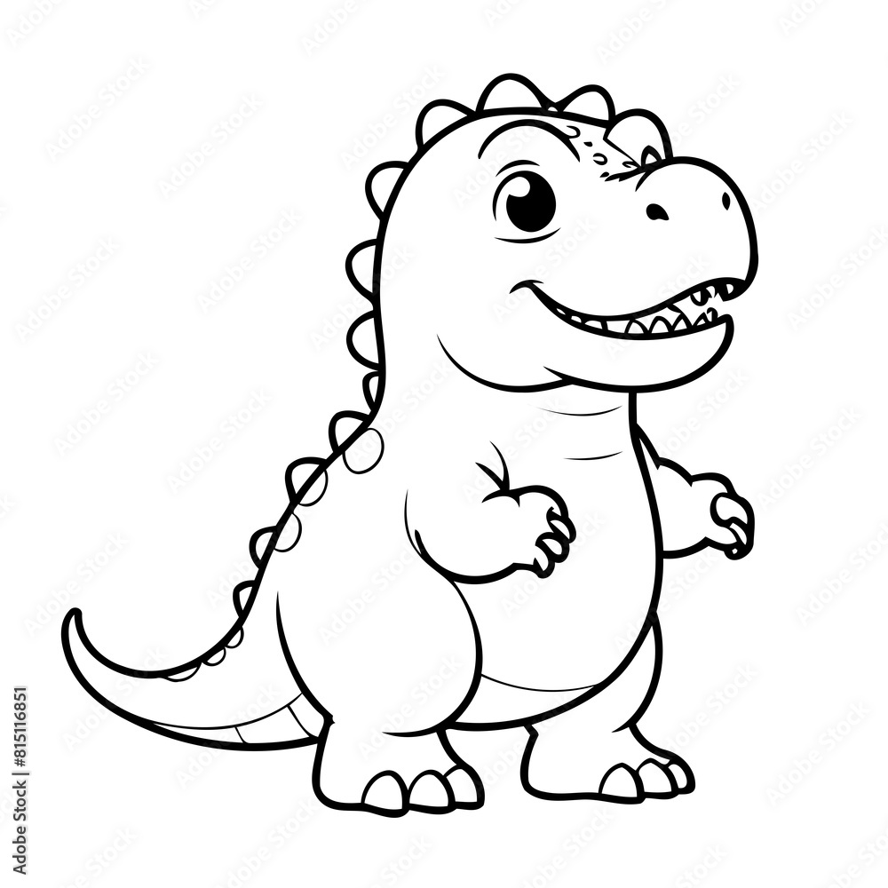 Fototapeta premium Cute vector illustration TRex doodle for kids coloring worksheet
