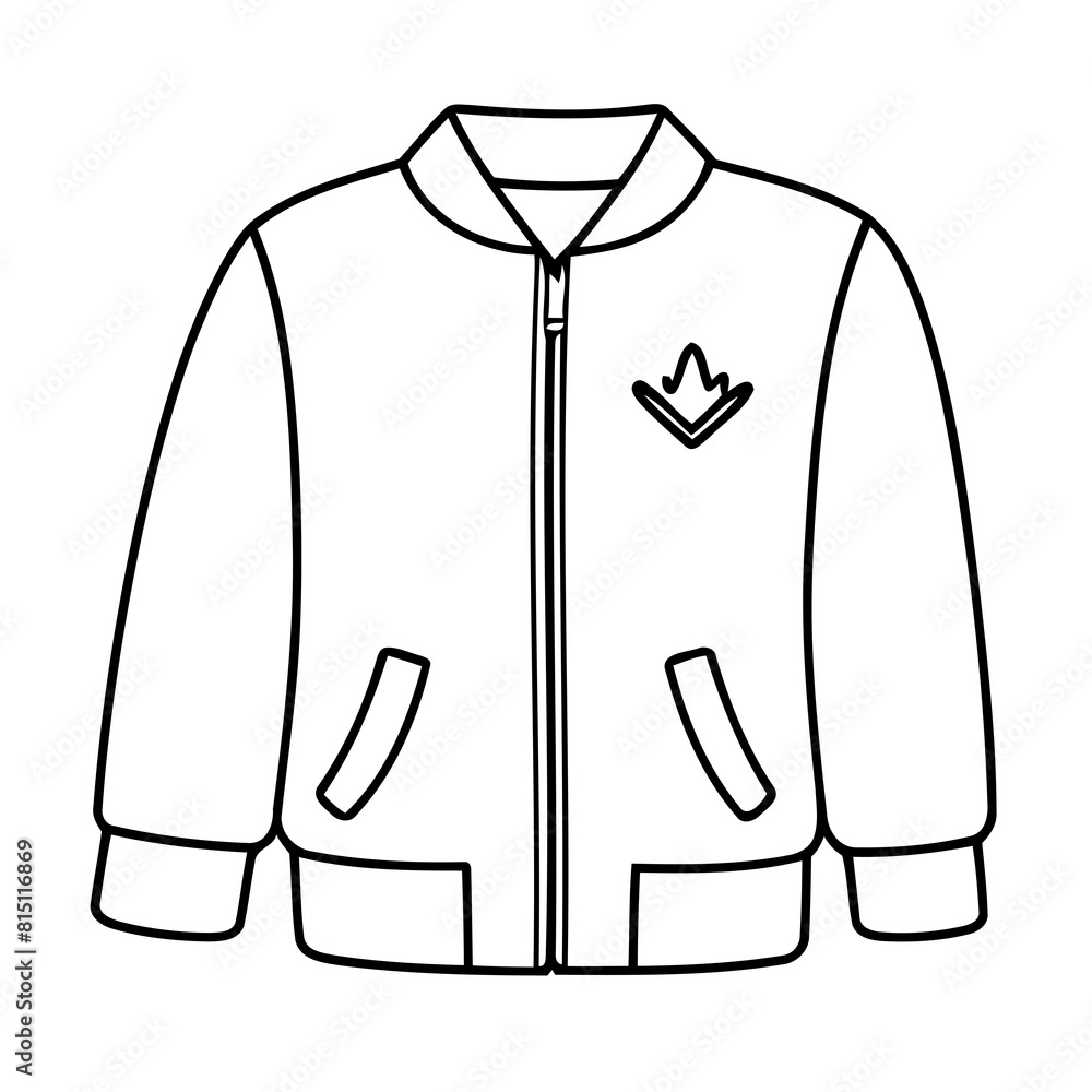 Cute vector illustration Jacket for children colouring activity Cute vector illustration Jacket for children colouring activity