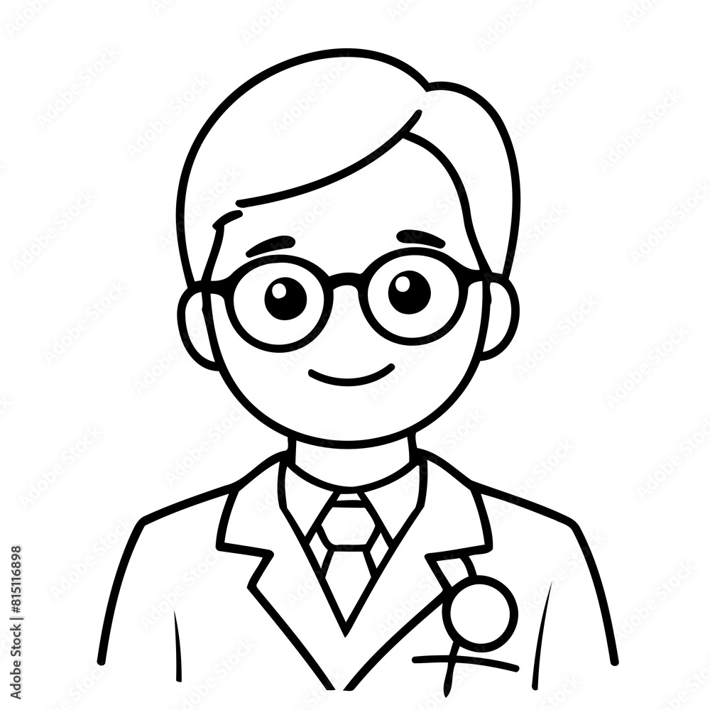 Cute vector illustration Doctor for kids colouring page Cute vector illustration Doctor for kids colouring page